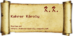 Kahrer Károly névjegykártya