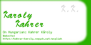 karoly kahrer business card